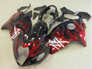 1996-2007 Black Red Flame GSXR 1300 Hayabusa Motorcycle Fairing