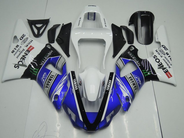 2000-2001 Blue White ENEOS Monster YZF R1 Motorcycle Fairings 2000-2001 Blue White ENEOS Monster YZF R1 Motorcycle Fairings
