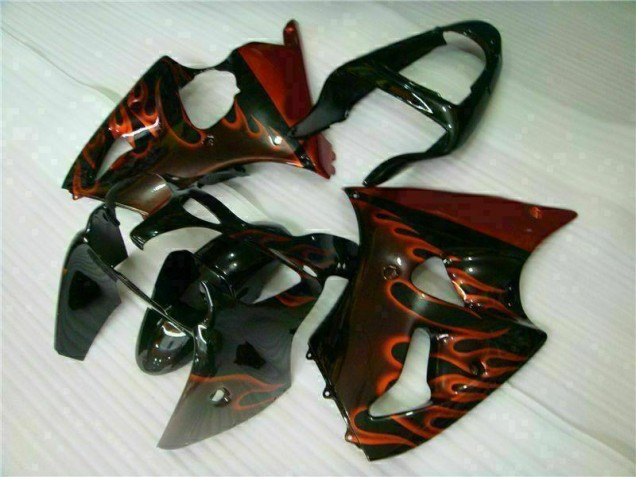 2000-2002 Black Red Flame ZX6R Motorcycle Fairings 2000-2002 Black Red Flame ZX6R Motorcycle Fairings