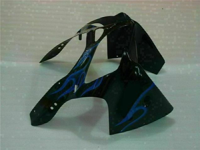 2000-2002 Black with Blue Flame ZX6R Motorcycle Fairings 2000-2002 Black with Blue Flame ZX6R Motorcycle Fairings