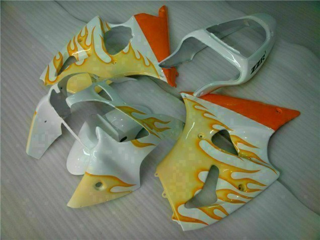 2000-2002 White Yellow Flame ZX6R Motorcycle Fairings 2000-2002 White Yellow Flame ZX6R Motorcycle Fairings