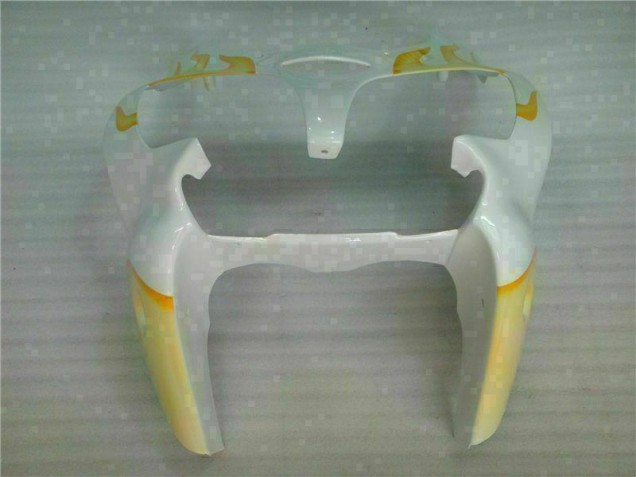 2000-2002 White Yellow Flame ZX6R Motorcycle Fairings 2000-2002 White Yellow Flame ZX6R Motorcycle Fairings