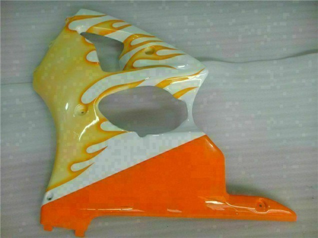 2000-2002 White Yellow Flame ZX6R Motorcycle Fairings 2000-2002 White Yellow Flame ZX6R Motorcycle Fairings