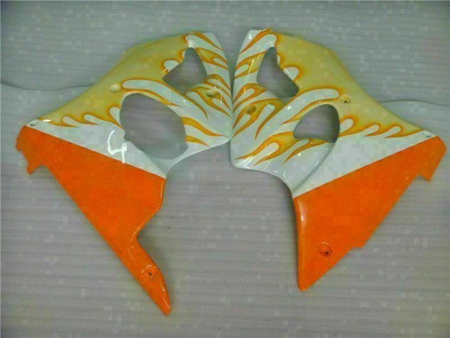 2000-2002 White Yellow Flame ZX6R Motorcycle Fairings 2000-2002 White Yellow Flame ZX6R Motorcycle Fairings