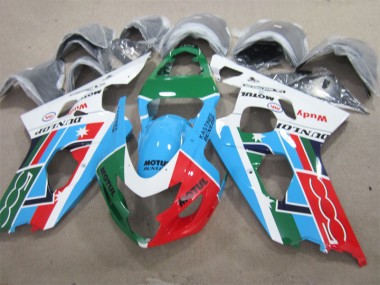 2001-2003 Blue Green White Motul GSXR 600 Motorcycle Fairings