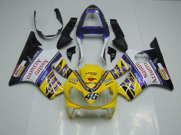 2001-2003 Yellow White Nastro Azzurro CBR600 F4i Motorcycle Fairings 2001-2003 Yellow White Nastro Azzurro CBR600 F4i Motorcycle Fairings