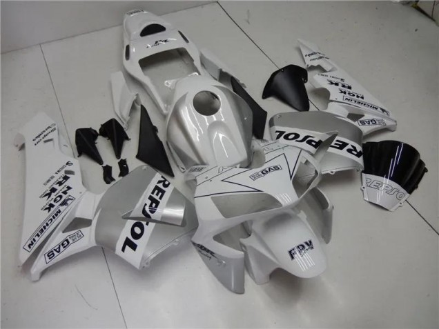 2003-2004 Silver White Black Repsol CBR600RR Motorcycle Fairings 2003-2004 Silver White Black Repsol CBR600RR Motorcycle Fairings