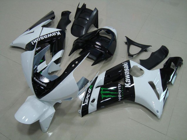 2003-2004 White Monster ZX6R Motorcycle Fairings