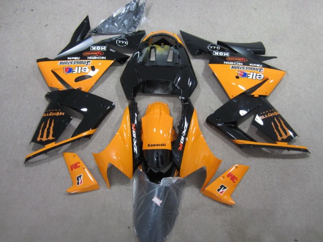 2003-2005 Black Orange 3M Monster ZX10R Motorcycle Fairings 2003-2005 Black Orange 3M Monster ZX10R Motorcycle Fairings