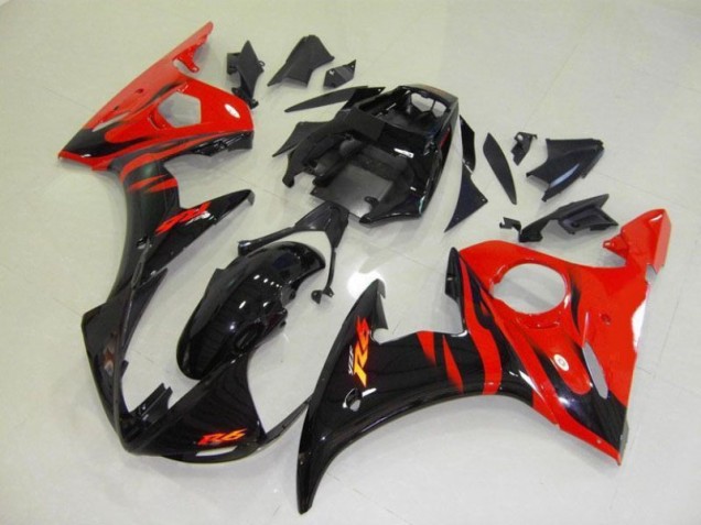 2003-2005 Black Red Flame YZF R6 Motorcycle Fairing 2003-2005 Black Red Flame YZF R6 Motorcycle Fairing