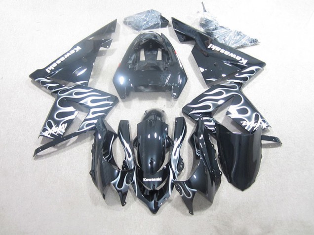 2003-2005 Black White Flame ZX10R Motorcycle Fairings 2003-2005 Black White Flame ZX10R Motorcycle Fairings