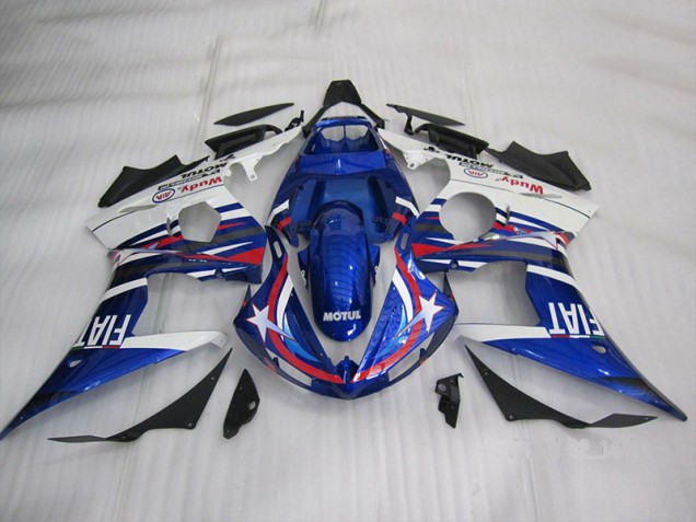 2003-2005 Blue White Motul Fiat YZF R6 Motorcycle Fairings 2003-2005 Blue White Motul Fiat YZF R6 Motorcycle Fairings