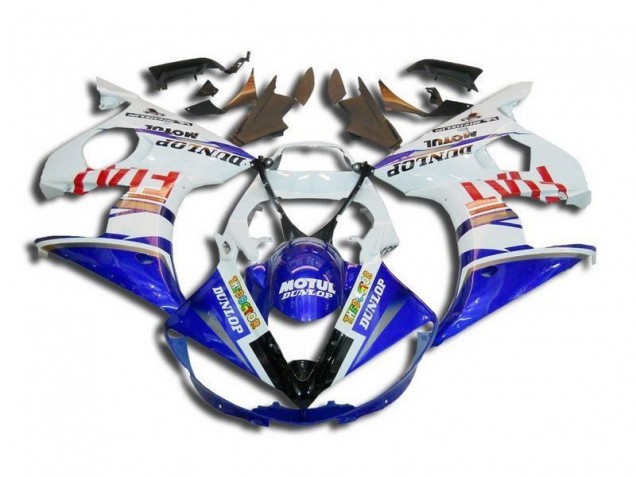 2003-2005 White Blue Fiat Motul Dunlop YZF R6 Motorcycle Fairings 2003-2005 White Blue Fiat Motul Dunlop YZF R6 Motorcycle Fairings