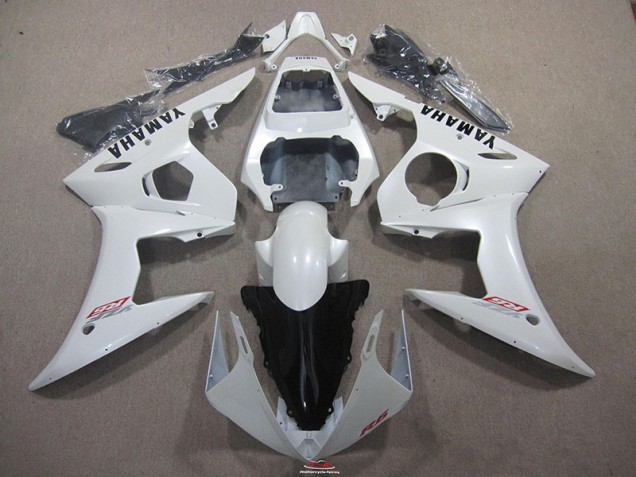 2003-2005 White with Black Decal YZF R6 Motorcycle Fairings 2003-2005 White with Black Decal YZF R6 Motorcycle Fairings
