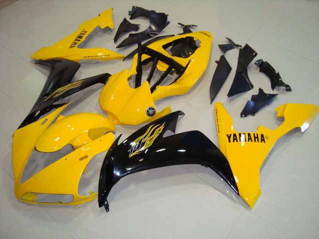 2004-2006 Yellow Black Flame YZF R1 Motorcycle Fairings 2004-2006 Yellow Black Flame YZF R1 Motorcycle Fairings