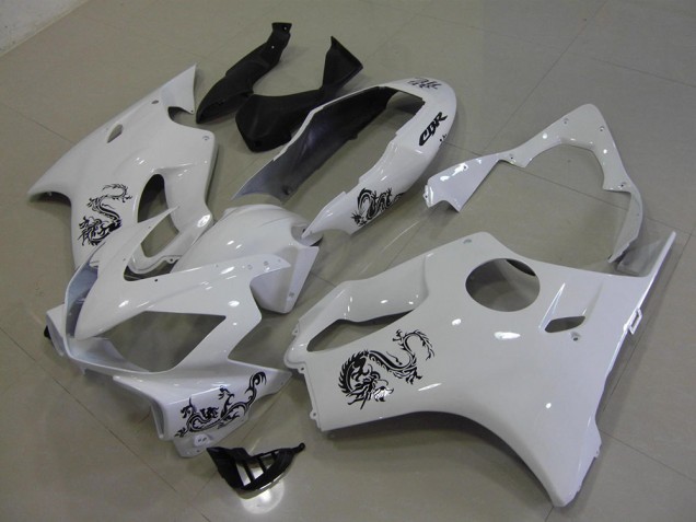 2004-2007 White with Black Dragon CBR600 F4i Motorcycle Fairings 2004-2007 White with Black Dragon CBR600 F4i Motorcycle Fairings
