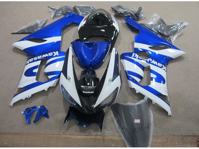 2005-2006 Blue White ZX6R Motorcycle Fairings 2005-2006 Blue White ZX6R Motorcycle Fairings
