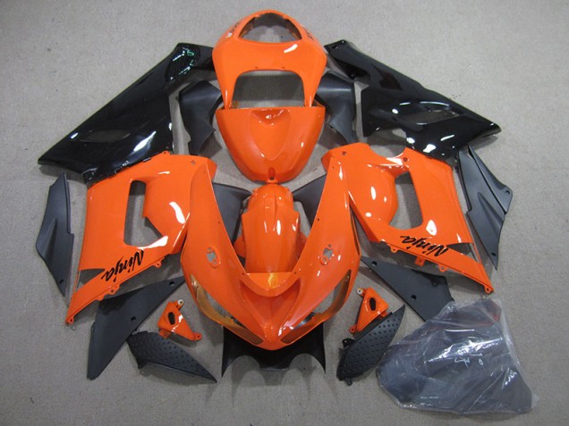 2005-2006 Orange Black Ninja ZX6R Motorcycle Fairing 2005-2006 Orange Black Ninja ZX6R Motorcycle Fairing