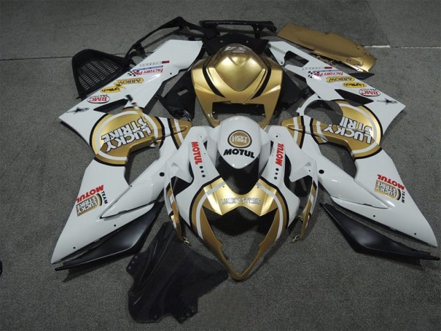 2005-2006 White Gold Lucky Strike Motul GSXR 1000 Motorcycle Fairings 2005-2006 White Gold Lucky Strike Motul GSXR 1000 Motorcycle Fairings