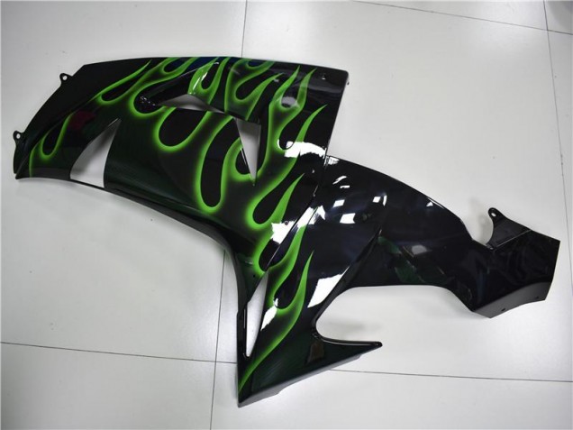 2006-2007 Black Green Flame ZX10R Motorcycle Fairings 2006-2007 Black Green Flame ZX10R Motorcycle Fairings