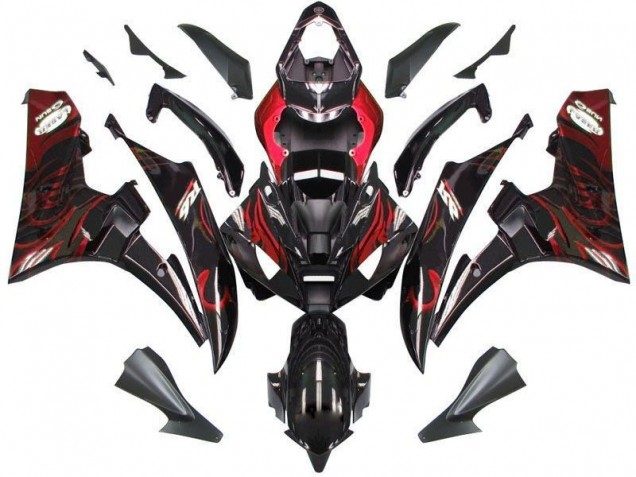 2006-2007 Black Red Flame YZF R6 Motorcycle Fairings 2006-2007 Black Red Flame YZF R6 Motorcycle Fairings