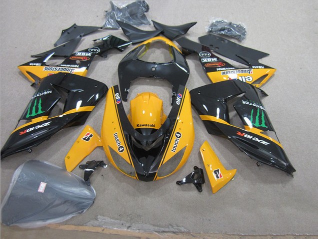 2006-2007 Black Yellow Touch4 Monster ZX10R Motorcycle Fairings 2006-2007 Black Yellow Touch4 Monster ZX10R Motorcycle Fairings