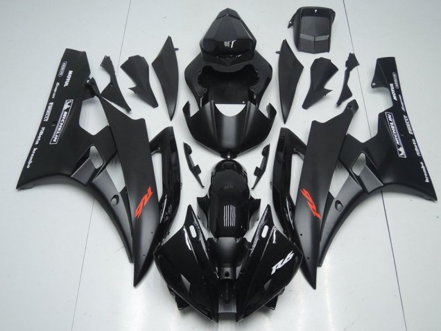 2006-2007 Matte Black and Glossy Black YZF R6 Motorcycle Fairings