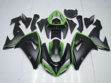 2006-2007 Matte Black with Green Line ZX10R Motorcycle Fairings