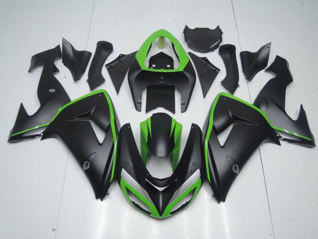 2006-2007 Matte Black with Green Line ZX10R Motorcycle Fairings