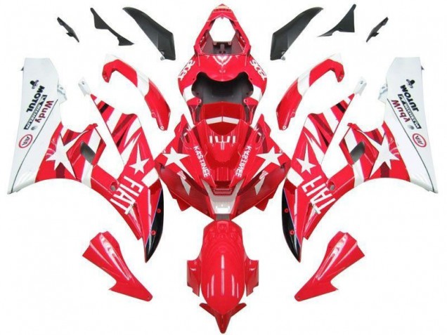 2006-2007 Red White Star Fiat YZF R6 Motorcycle Fairings 2006-2007 Red White Star Fiat YZF R6 Motorcycle Fairings