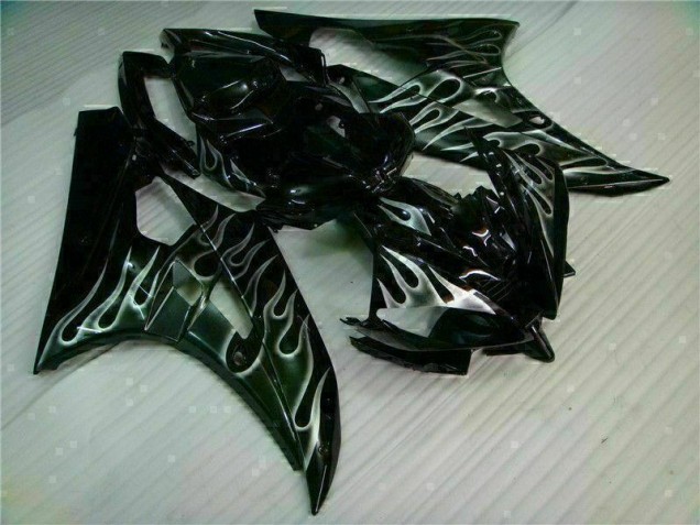 2006-2007 Silver Flame Black YZF R6 Motorcycle Fairings 2006-2007 Silver Flame Black YZF R6 Motorcycle Fairings