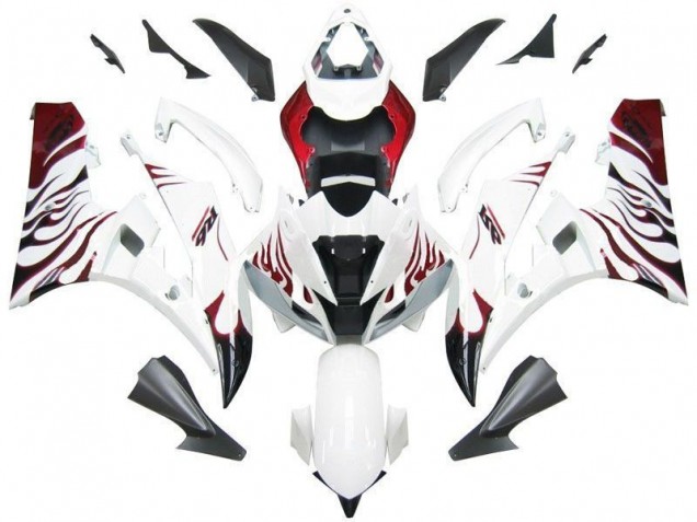 2006-2007 White Red Flame YZF R6 Motorcycle Fairings 2006-2007 White Red Flame YZF R6 Motorcycle Fairings