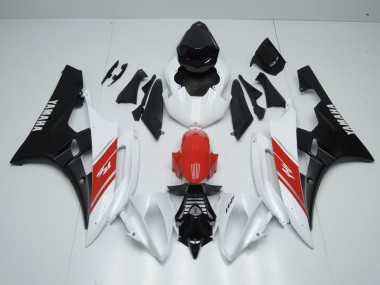 2006-2007 White Red and Matte Black YZF R6 Motorcycle Fairings