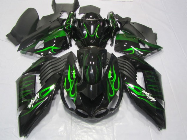 2006-2011 Black Green Flame Ninja ZX14R ZZR1400 Motorcycle Fairings 2006-2011 Black Green Flame Ninja ZX14R ZZR1400 Motorcycle Fairings