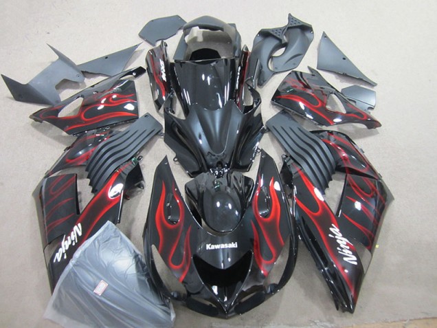 2006-2011 Black Red Flame Ninja ZX14R ZZR1400 Motorcycle Fairings 2006-2011 Black Red Flame Ninja ZX14R ZZR1400 Motorcycle Fairings