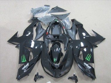 2007-2008 Black Ninja Green Monster ZX6R Motorcycle Fairings