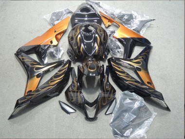 2007-2008 Black Orange Flame CBR600RR Motorcycle Fairings