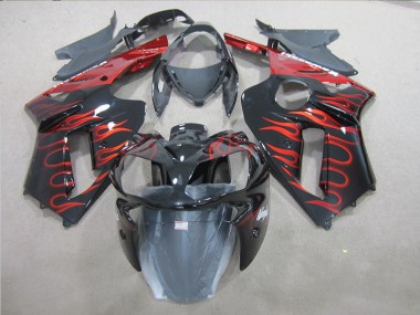 2007-2008 Black Red Flame ZX6R Motorcycle Fairing