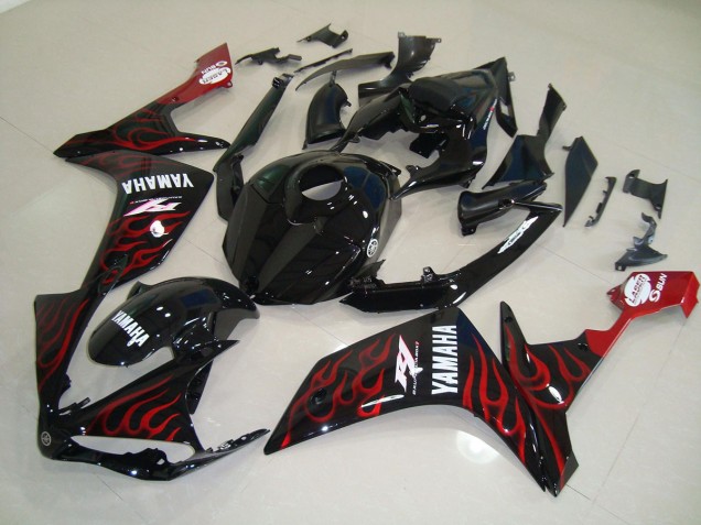 2007-2008 Glossy Black Flame YZF R1 Motorcycle Fairings 2007-2008 Glossy Black Flame YZF R1 Motorcycle Fairings