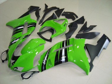 2007-2008 Green and Silver Stripe ZX6R Motorcycle Fairings