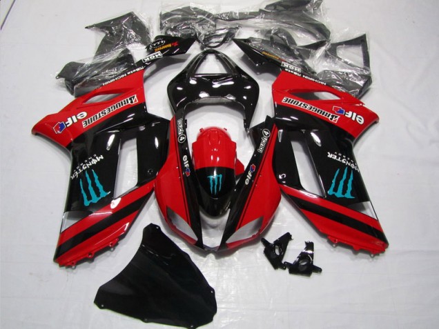 2007-2008 Red Black Monster ZX6R Motorcycle Fairings 2007-2008 Red Black Monster ZX6R Motorcycle Fairings