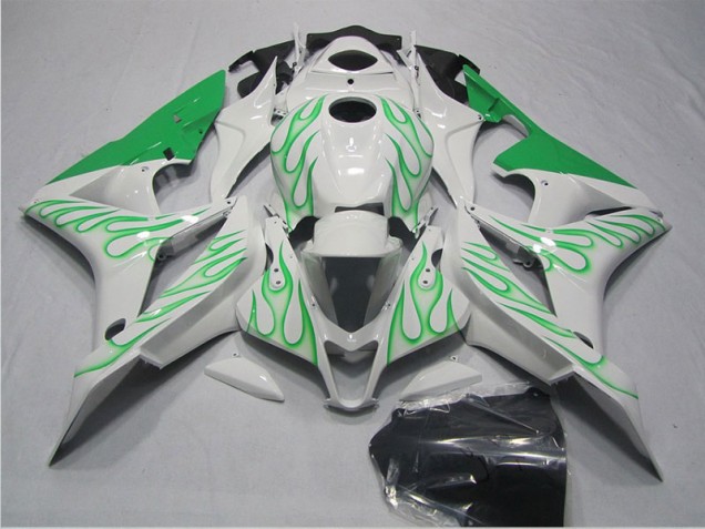 2007-2008 White Green Flame CBR600RR Motorcycle Fairings
