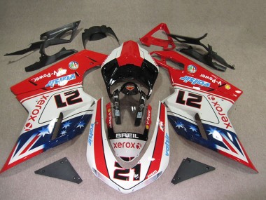 2007-2014 Red White Breil Xerox 21 Ducati 1098 Motorcycle Fairings