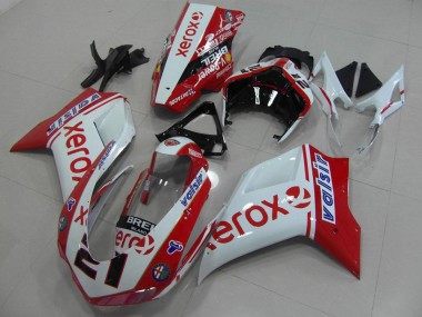 2007-2014 White Red Xerox Ducati 848 1098 1198 Motorcycle Fairing