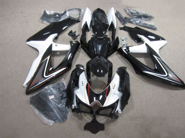 2008-2010 Black White GSXR 600 Motorcycle Fairing
