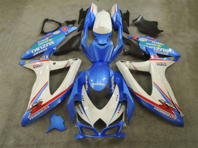 2008-2010 Blue White with Decals GSXR 600 Motorcycle Fairings 2008-2010 Blue White with Decals GSXR 600 Motorcycle Fairings