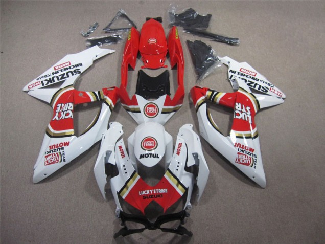 2008-2010 White Lucky Strike Red Motul GSXR 600 Motorcycle Fairings 2008-2010 White Lucky Strike Red Motul GSXR 600 Motorcycle Fairings