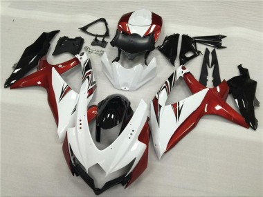 2008-2010 White Red Black GSXR 600/750 Motorcycle Fairings