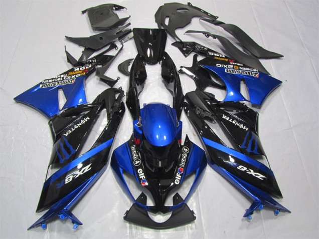2009-2012 Black Blue Monster ZX6R Motorcycle Fairings 2009-2012 Black Blue Monster ZX6R Motorcycle Fairings
