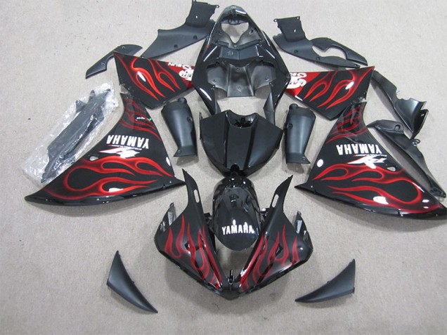 2012-2014 Black Red Flame YZF R1 Motorcycle Fairings 2012-2014 Black Red Flame YZF R1 Motorcycle Fairings